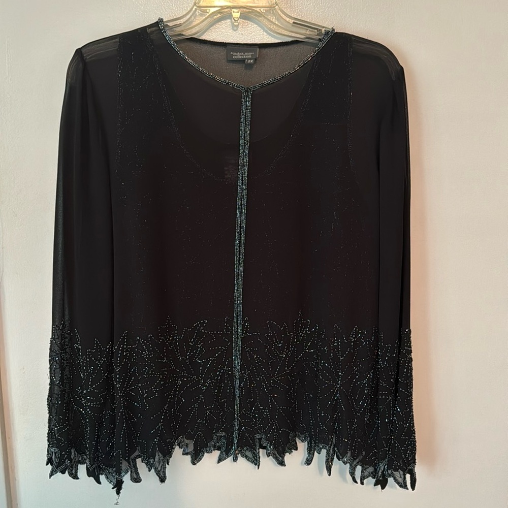 Dress Barn Black Sheer Beaded Top
